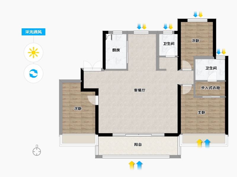 河南省-郑州市-郑州华侨城-107.00-户型库-采光通风