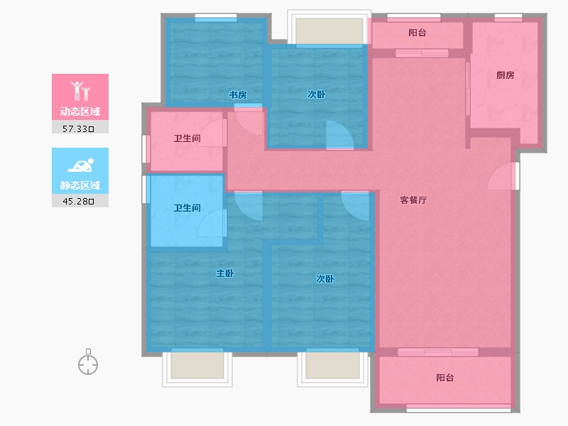 湖南省-长沙市-阳光城翡丽云邸-91.01-户型库-动静分区