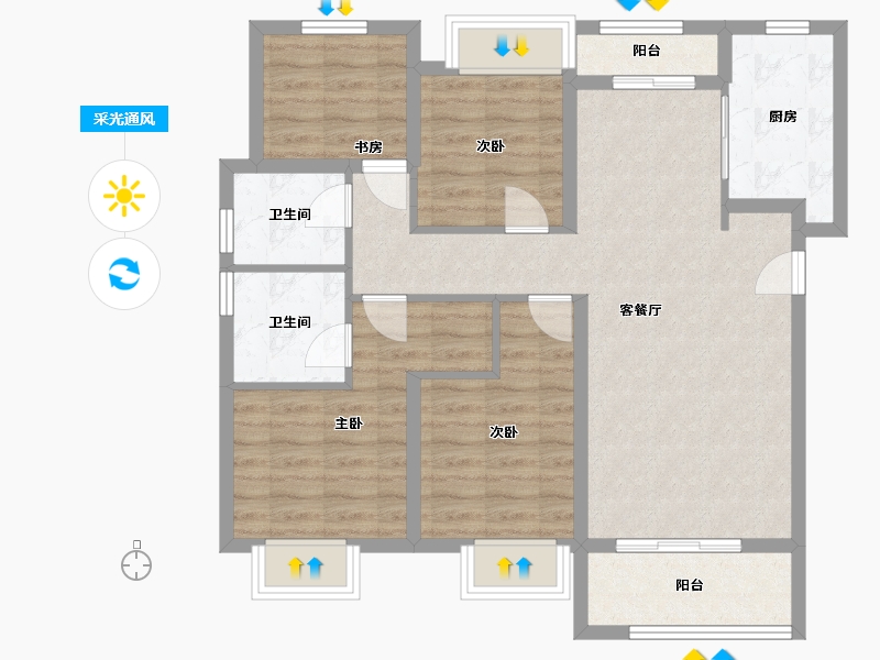 湖南省-长沙市-阳光城翡丽云邸-91.01-户型库-采光通风