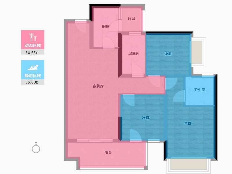 四川省-成都市-翡翠湾-书苑-77.00-户型库-动静分区