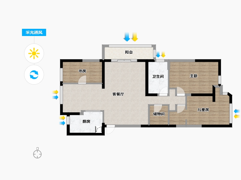 浙江省-杭州市-婺江三园-122.00-户型库-采光通风