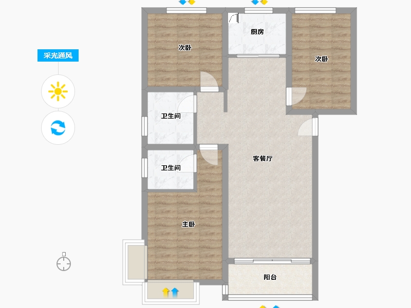 河北省-石家庄市-公园府邸-87.28-户型库-采光通风