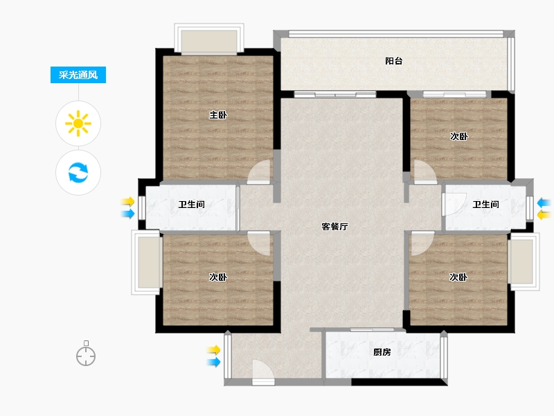 广西壮族自治区-南宁市-德泽苑-130.00-户型库-采光通风