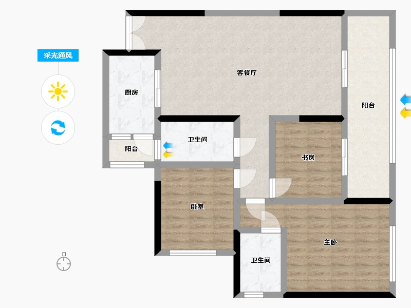 四川省-南充市-御龙湾-86.39-户型库-采光通风