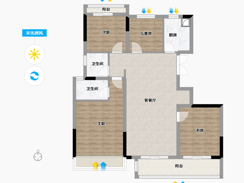 浙江省-台州市-城市之星-100.00-户型库-采光通风