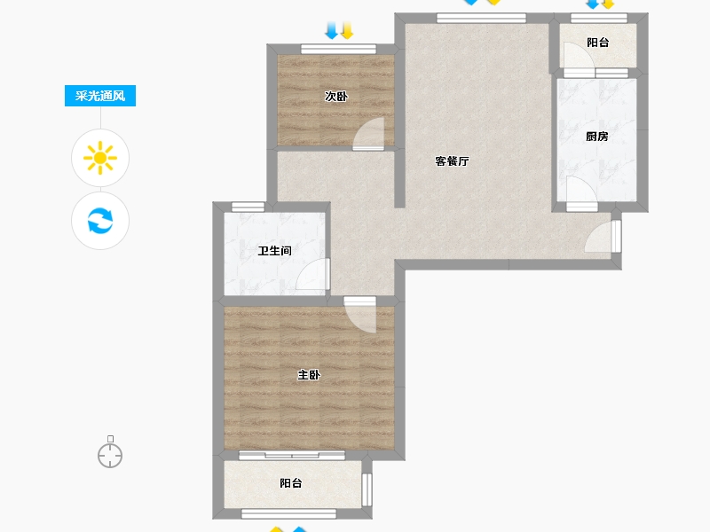 江苏省-徐州市-和润雅庭二期-69.00-户型库-采光通风