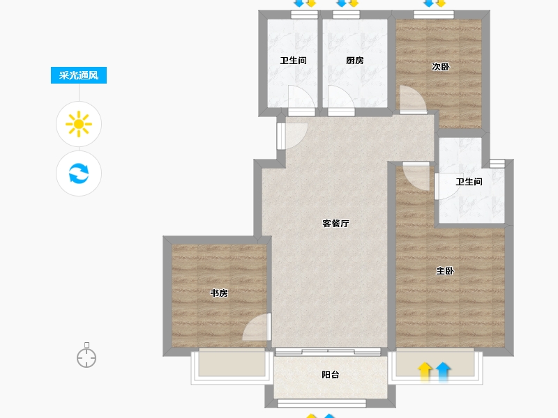 浙江省-金华市-兰花名邸-73.00-户型库-采光通风