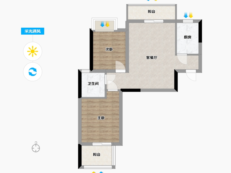 湖北省-荆州市-欧亚达阅城-60.00-户型库-采光通风