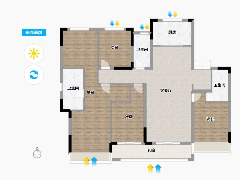 浙江省-嘉兴市-沁樾庄-154.82-户型库-采光通风