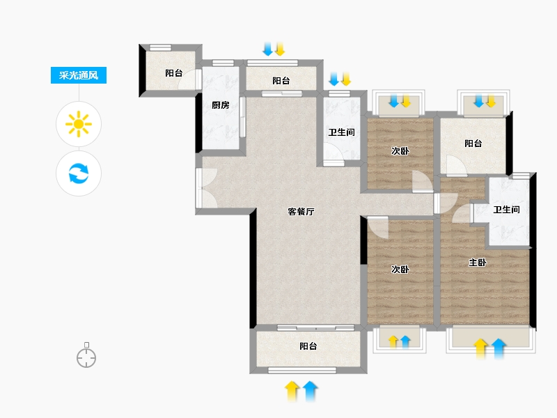 湖南省-长沙市-绿地中央广场-103.00-户型库-采光通风