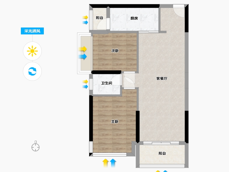 广西壮族自治区-南宁市-天健城-60.00-户型库-采光通风