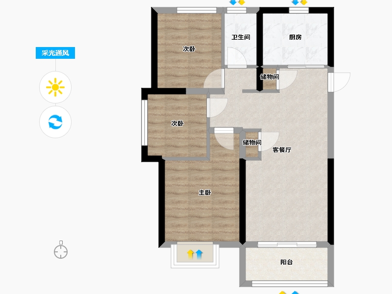 上海-上海市-浦发东悦城-70.00-户型库-采光通风