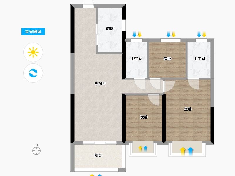 广东省-中山市-古镇雅居乐花园-90.00-户型库-采光通风