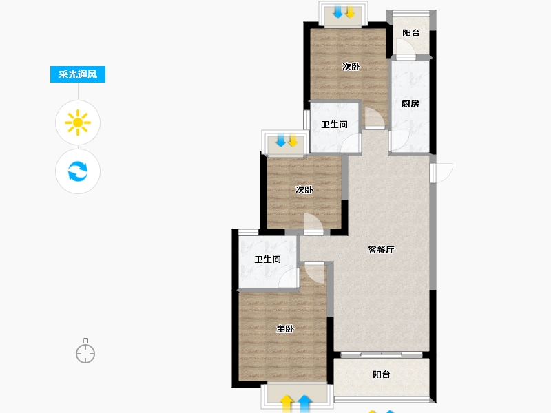 陕西省-安康市-恒大御景半岛-109.00-户型库-采光通风