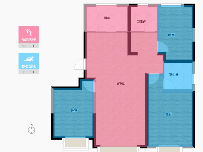 天津-天津市-欣嘉园樾塘-96.00-户型库-动静分区