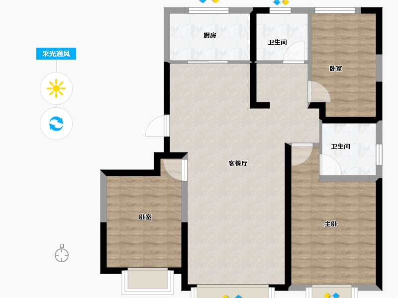 天津-天津市-欣嘉园樾塘-96.00-户型库-采光通风