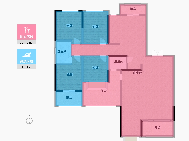 陕西省-西安市-揽月望阁-160.00-户型库-动静分区