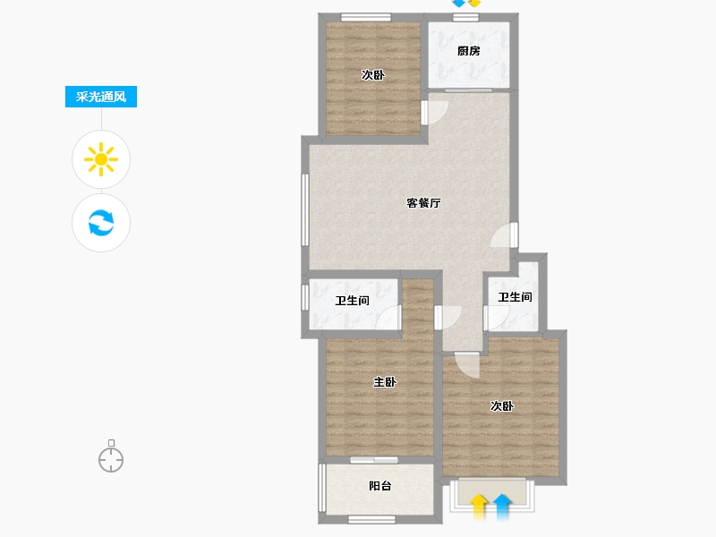 江苏省-徐州市-星科印象-88.00-户型库-采光通风