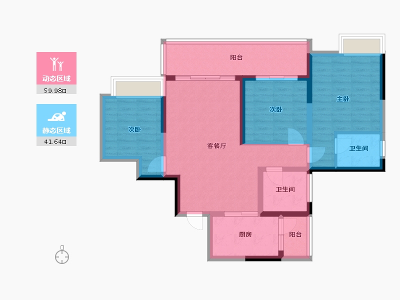 贵州省-贵阳市-半岛国际-93.95-户型库-动静分区