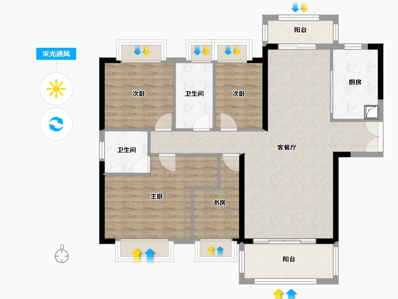 江西省-宜春市-新城明珠C区-110.00-户型库-采光通风