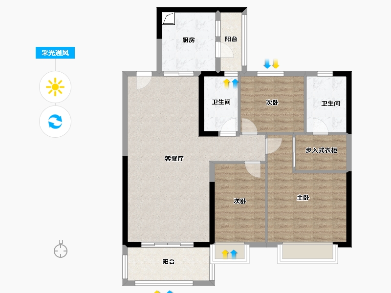 河南省-开封市-恒大滨河悦府-105.00-户型库-采光通风