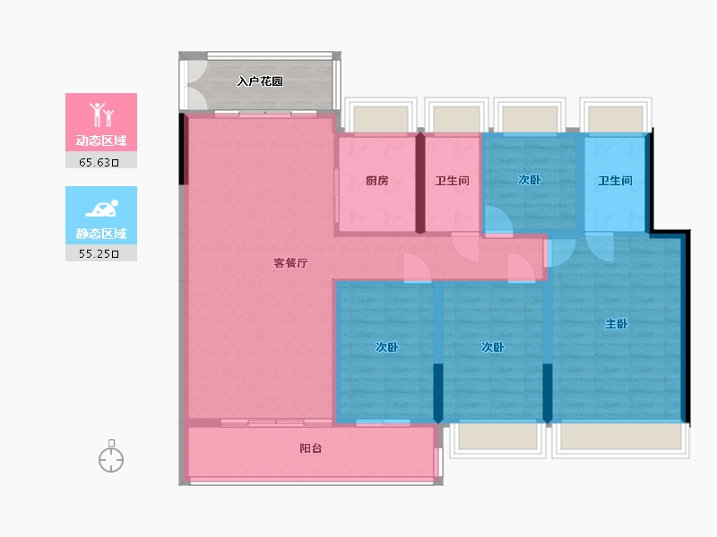 广东省-佛山市-映月湖保利天珺-114.26-户型库-动静分区