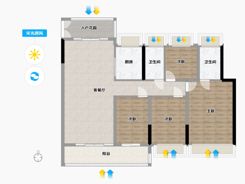 广东省-佛山市-映月湖保利天珺-114.26-户型库-采光通风