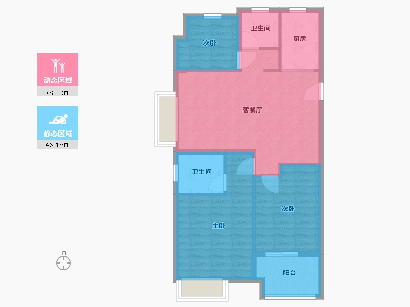 浙江省-嘉兴市-钱塘玉园-76.00-户型库-动静分区