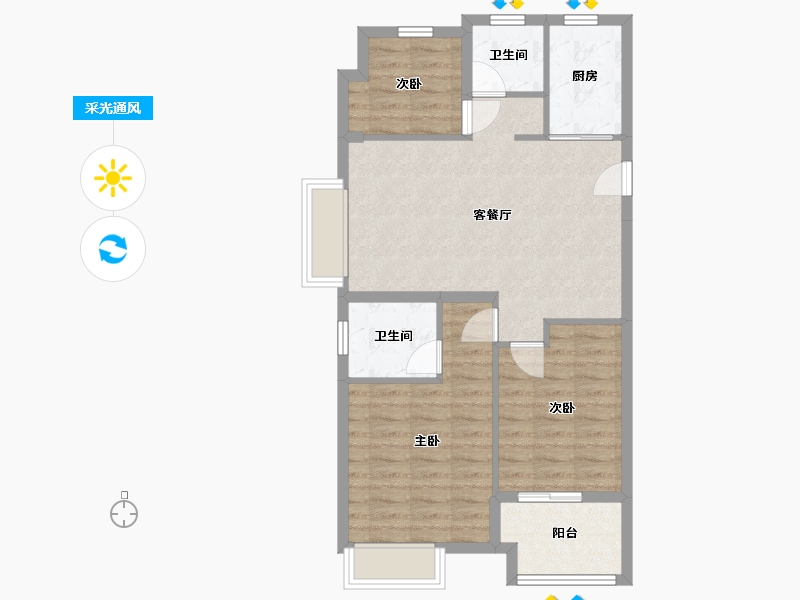 浙江省-嘉兴市-钱塘玉园-76.00-户型库-采光通风