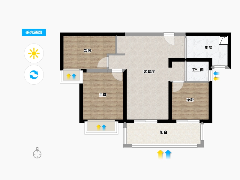 江苏省-无锡市-暨阳府-69.00-户型库-采光通风