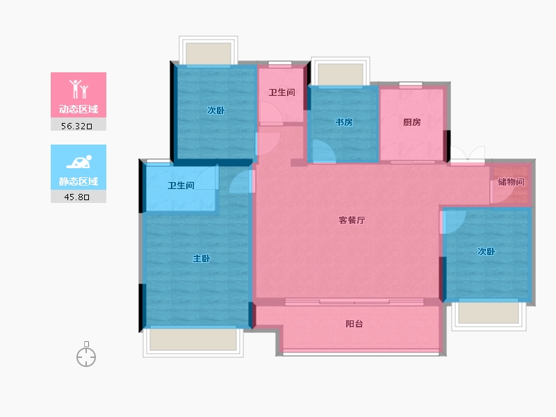 江苏省-苏州市-棠颂云著-97.00-户型库-动静分区