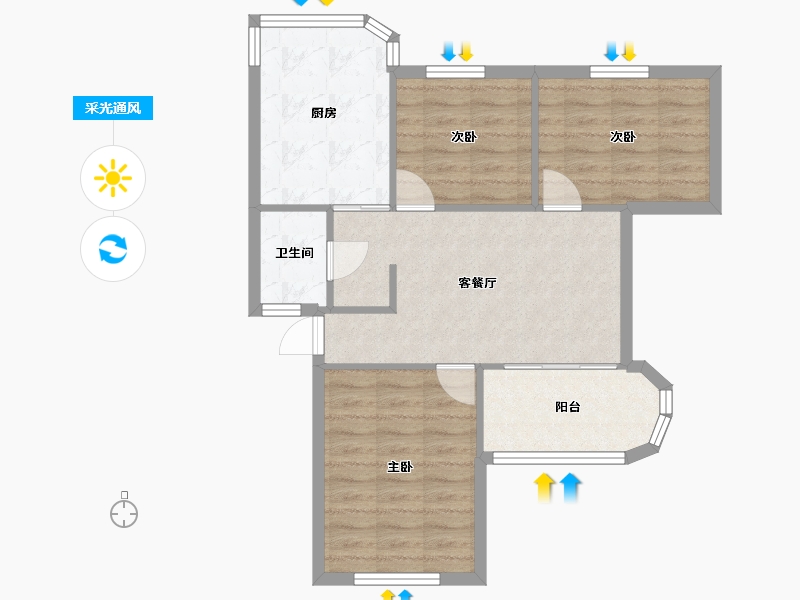 福建省-厦门市-市莲坂西小区-64.35-户型库-采光通风