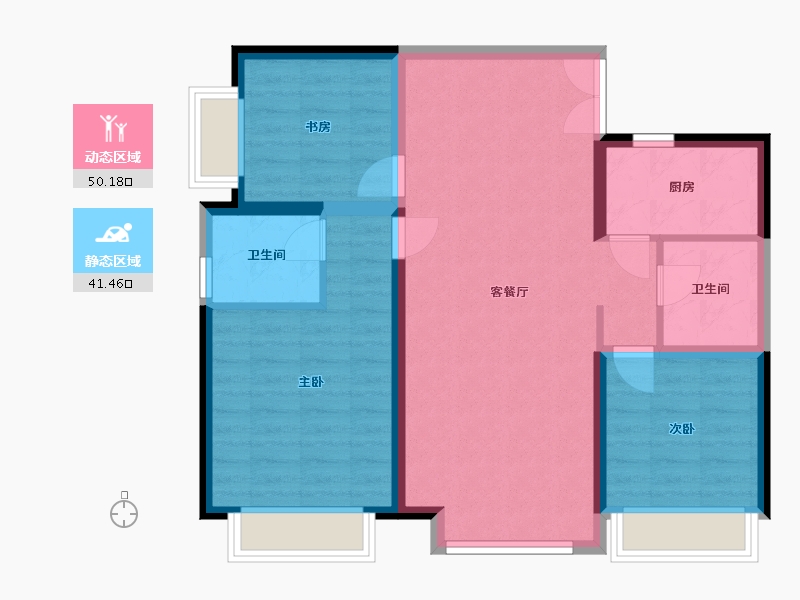 江苏省-南京市-证大阅江府-87.00-户型库-动静分区