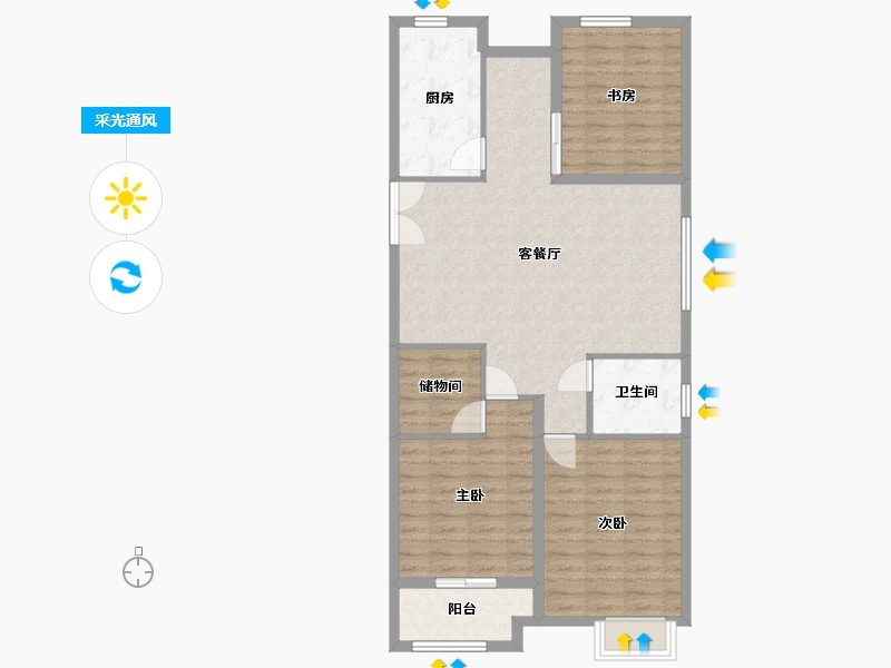 江苏省-扬州市-金奥文昌公馆富贵-95.00-户型库-采光通风