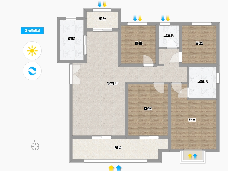 河南省-安阳市-建业壹号城邦-113.00-户型库-采光通风