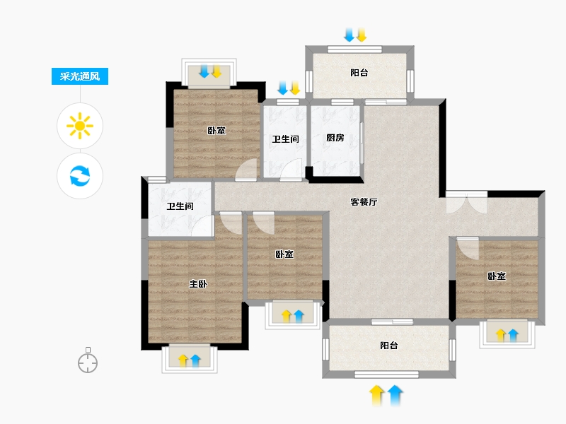 广东省-汕尾市-富航花园-100.00-户型库-采光通风