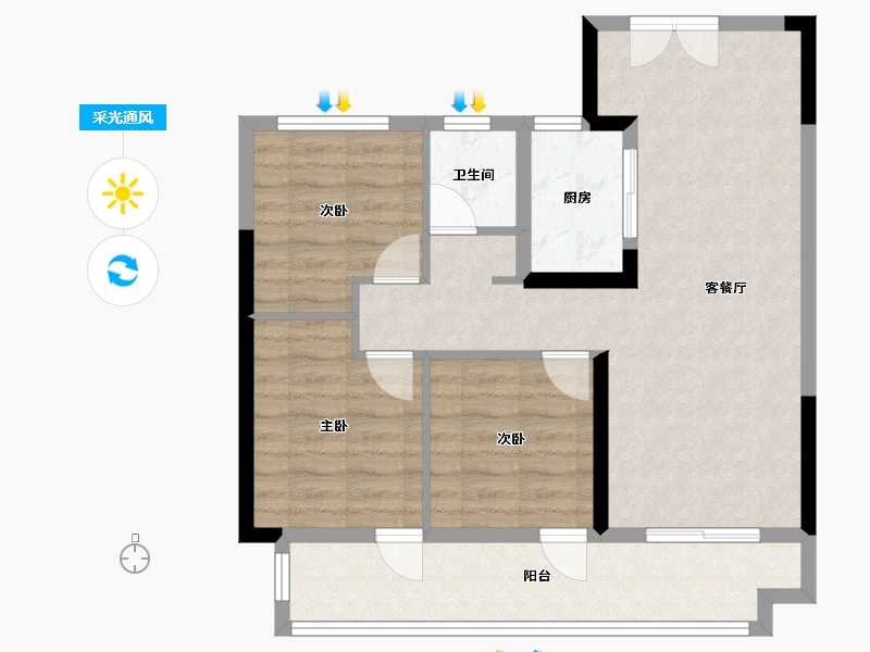 湖北省-宜昌市-龙盘湖世纪山水-78.92-户型库-采光通风