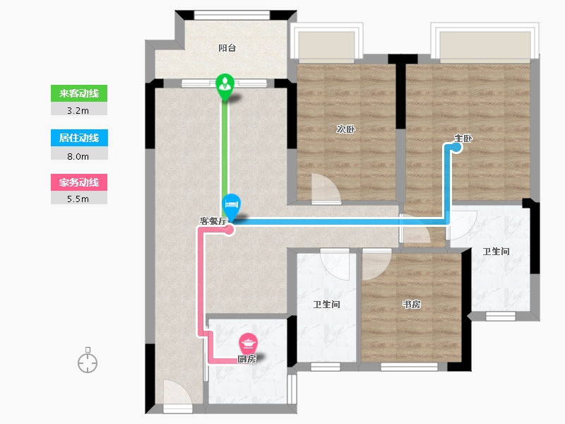 浙江省-绍兴市-江樾府-80.00-户型库-动静线