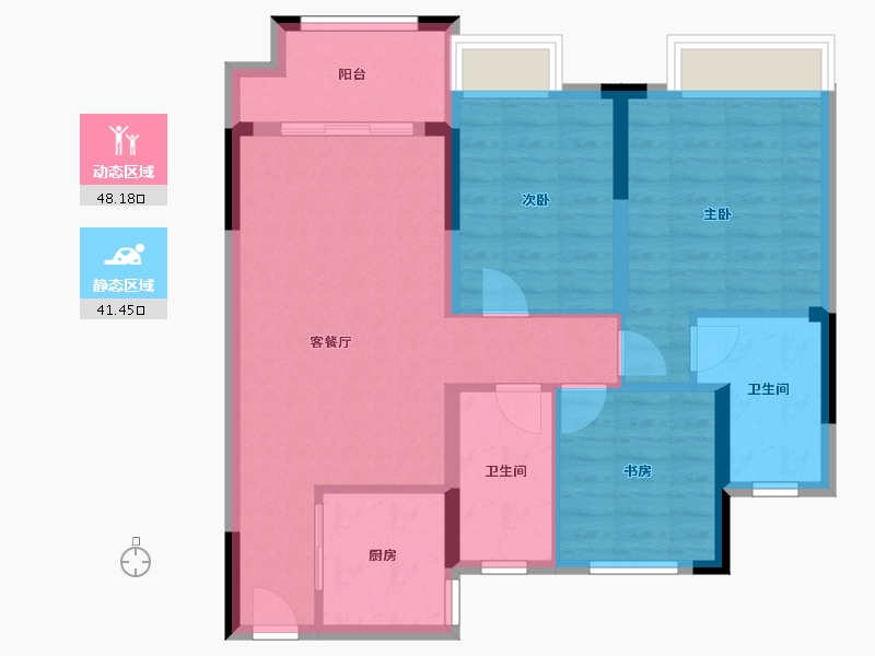 浙江省-绍兴市-江樾府-80.00-户型库-动静分区