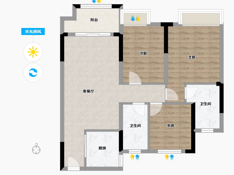 浙江省-绍兴市-江樾府-80.00-户型库-采光通风