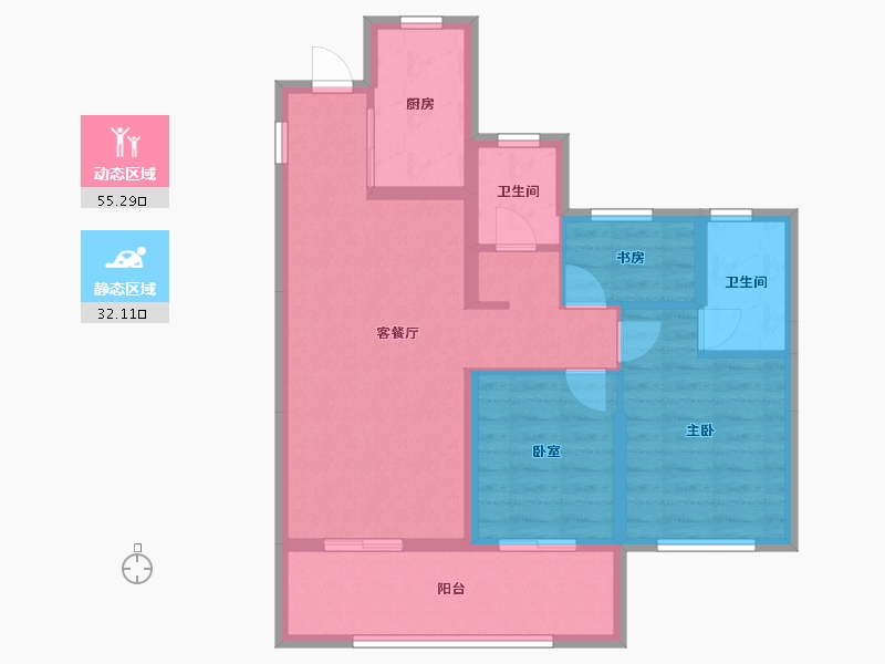 浙江省-宁波市-海和苑-77.78-户型库-动静分区