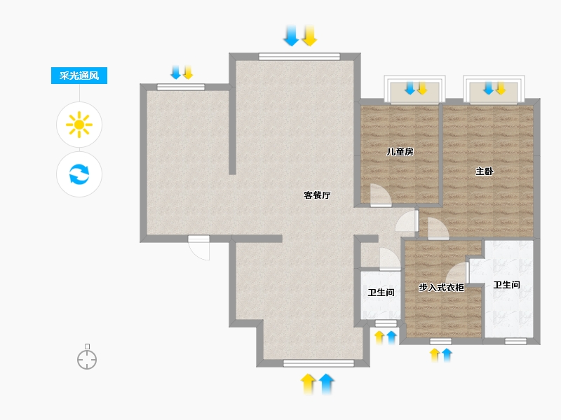 江苏省-泰州市-碧桂园-120.00-户型库-采光通风