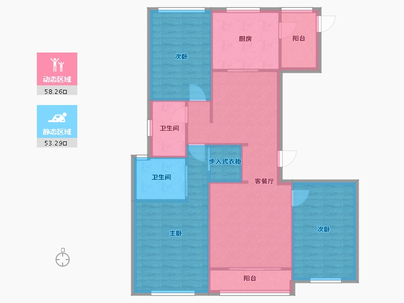 浙江省-杭州市-时代天元城-95.00-户型库-动静分区