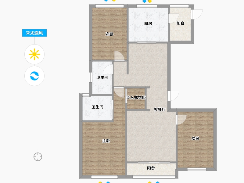 浙江省-杭州市-时代天元城-95.00-户型库-采光通风