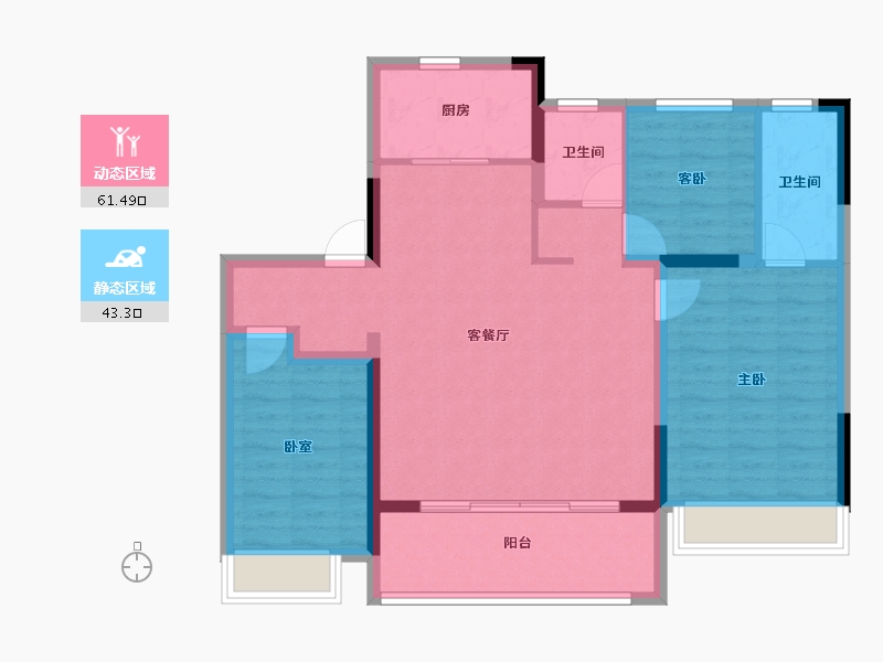 江苏省-无锡市-龙湖华亨天玺-94.40-户型库-动静分区