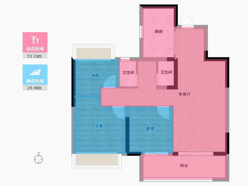 江苏省-无锡市-美的云璟-71.19-户型库-动静分区