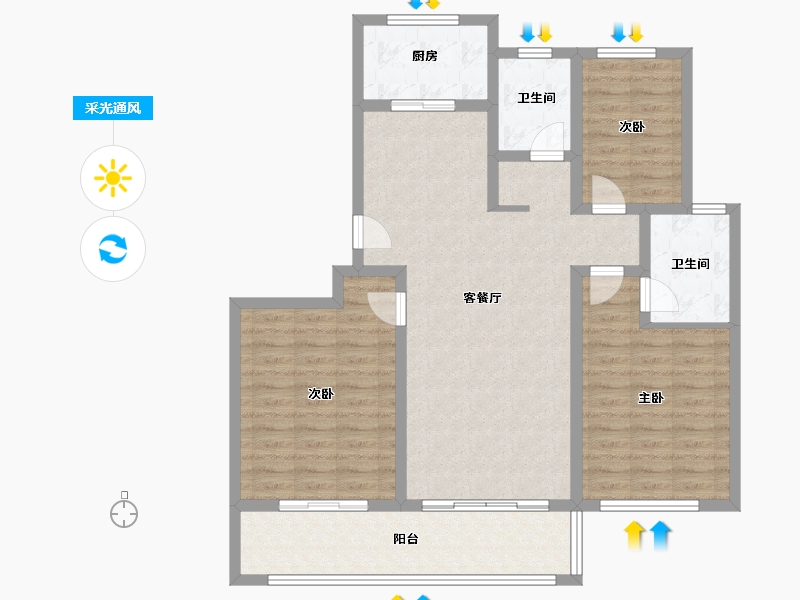 山东省-青岛市-黄岛区学较大-105.00-户型库-采光通风