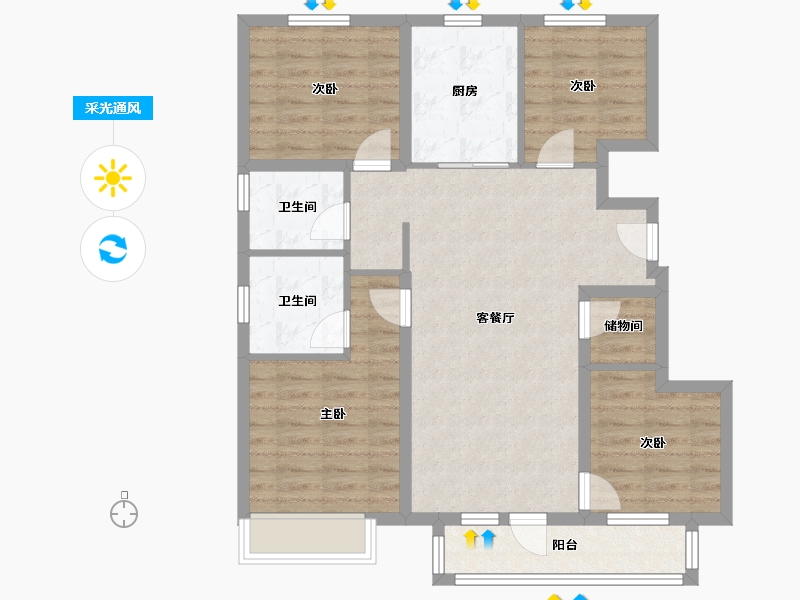 河北省-廊坊市-金地时代艺境-108.00-户型库-采光通风