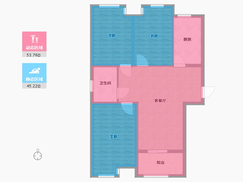 江苏省-泰州市-泰州紫荆城天岳园-89.54-户型库-动静分区