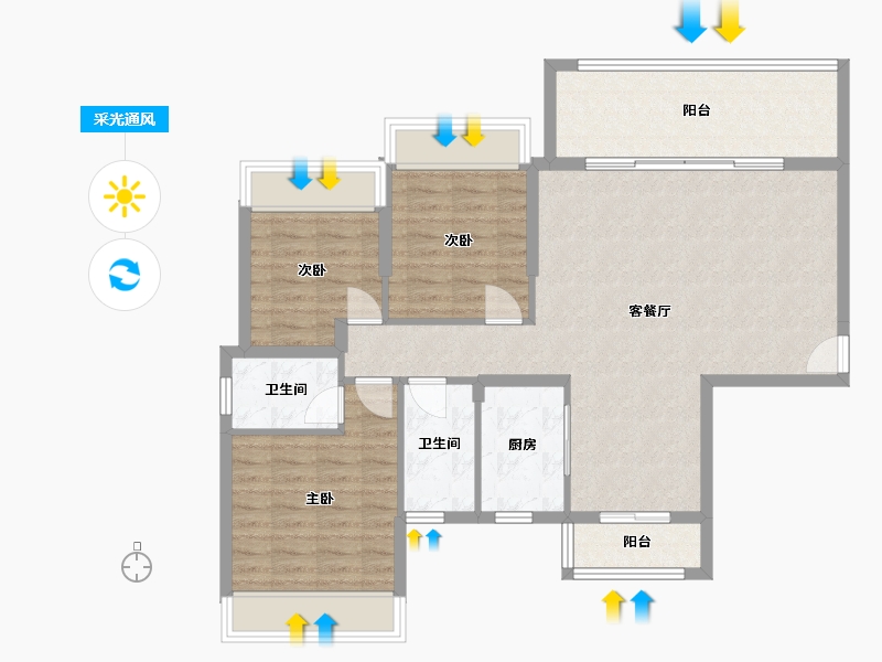 广东省-江门市-汇峰天瑞-110.00-户型库-采光通风